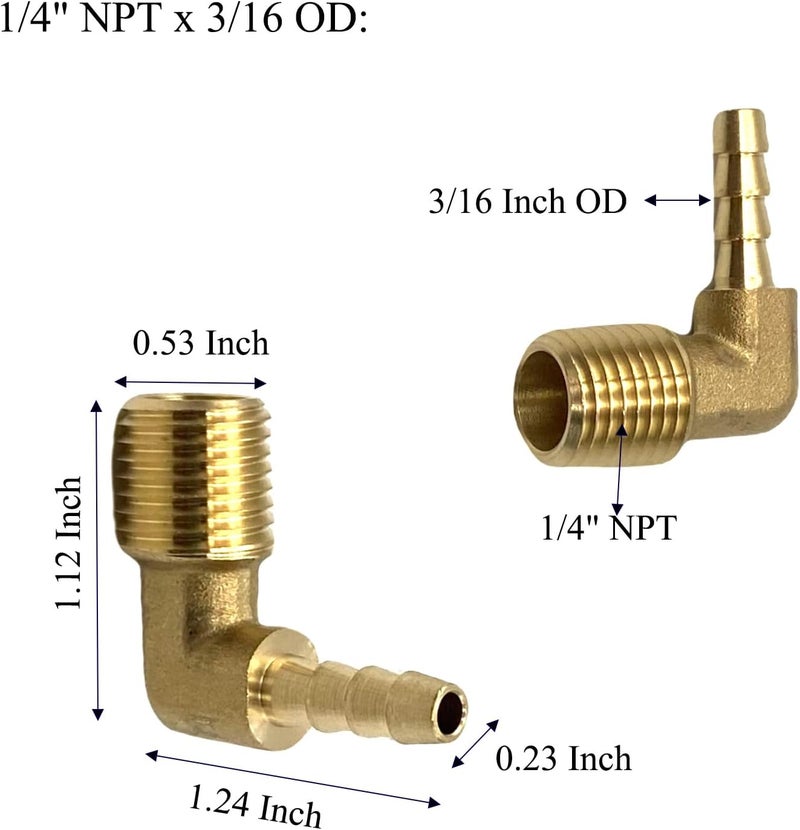 Bumugufu 6 Pcs Barb Elbow Fittings,1/4" NPT x 3/16" OD Right Angle Fittings for Low-pressure,Fuel,Air and Non-potable Water Chilling Application - Image 2
